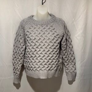 Womens Light Blue Sweater Chunky Crop Raglan Sleeve Crew Neck Size Medium